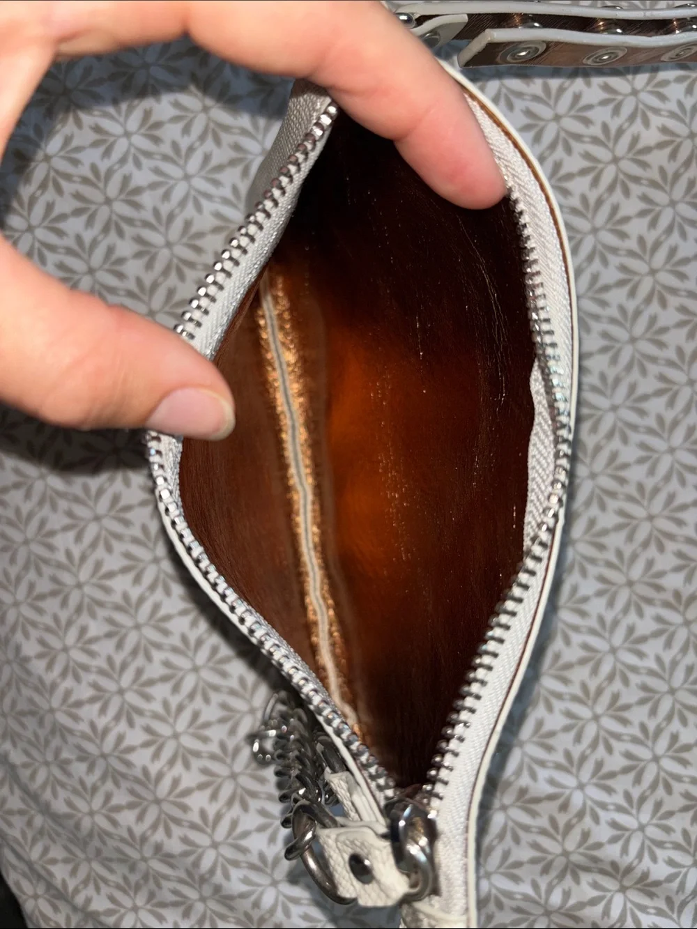 Michael Kors Fanny Pack white and gray with Silver Chain